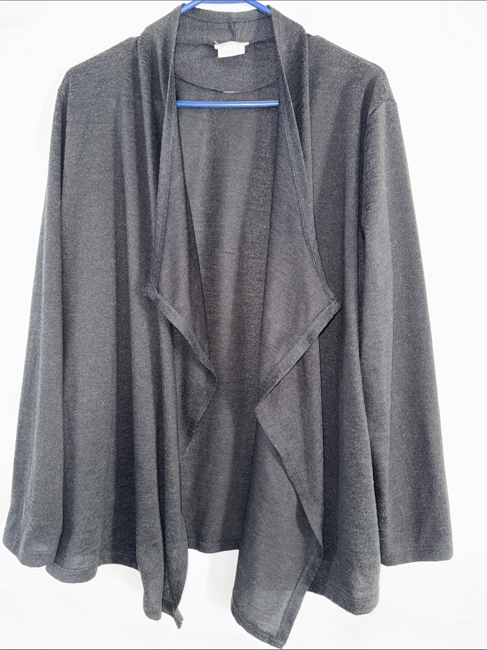 Van Heusen Charcoal Gray Open-Front Waterfall Cardigan